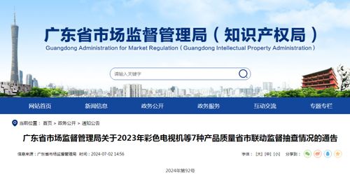 廣東省市監(jiān)局公布2023年彩色電視機(jī)等7類(lèi)產(chǎn)品質(zhì)量監(jiān)督抽查結(jié)果，并提示遠(yuǎn)程健康管理服務(wù)消費(fèi)注意事項(xiàng)